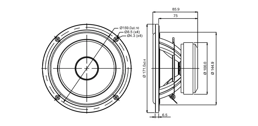 SB Acoustics SB17NRXC35-4 woofer 6" carta 4 ohm
