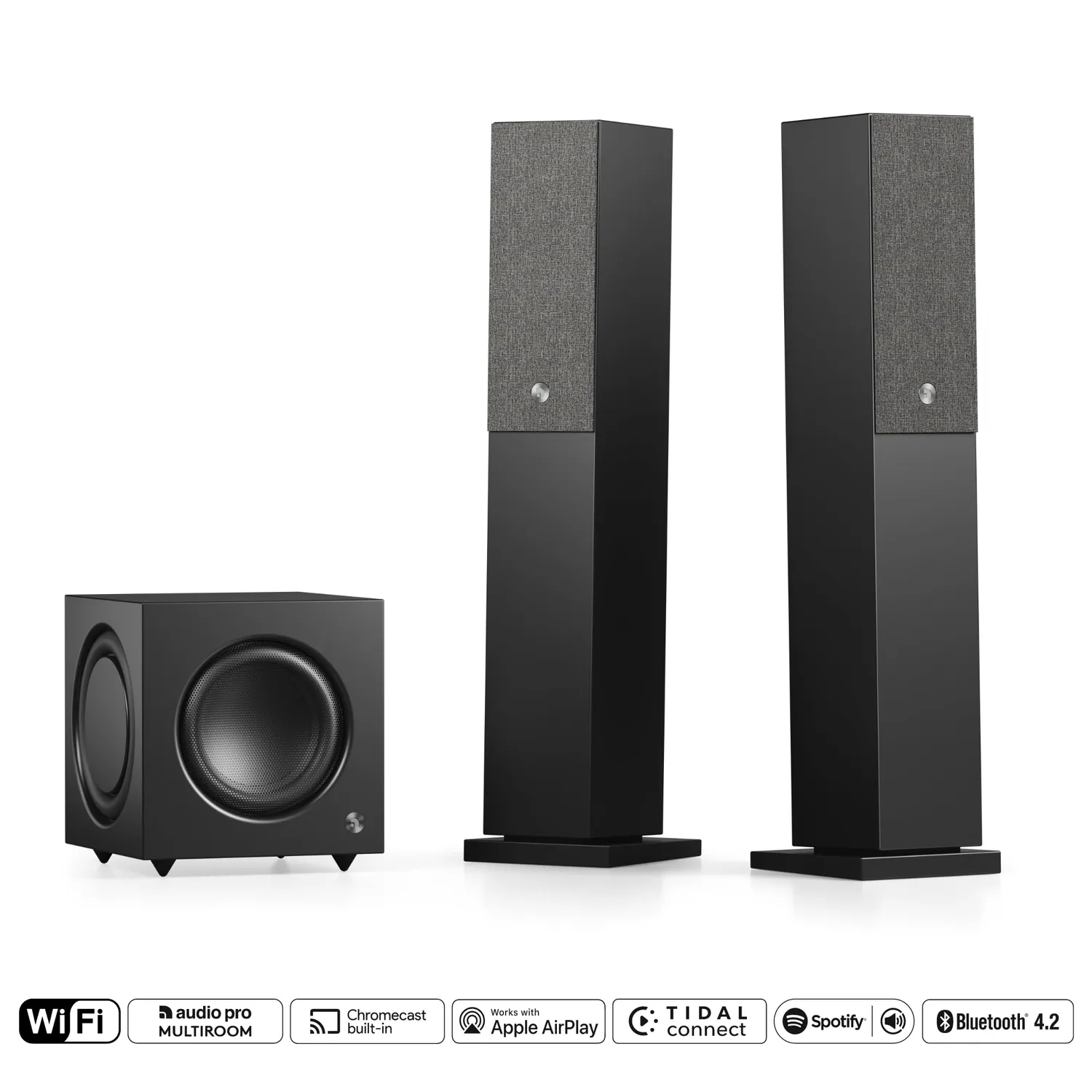 Audio Pro A Series A38 casse da pavimento nere coppia wireless