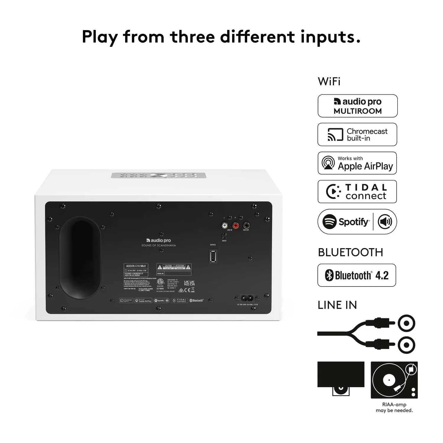 Audio Pro C10 MKII speaker WiFi bianco AirPlay Google Cast