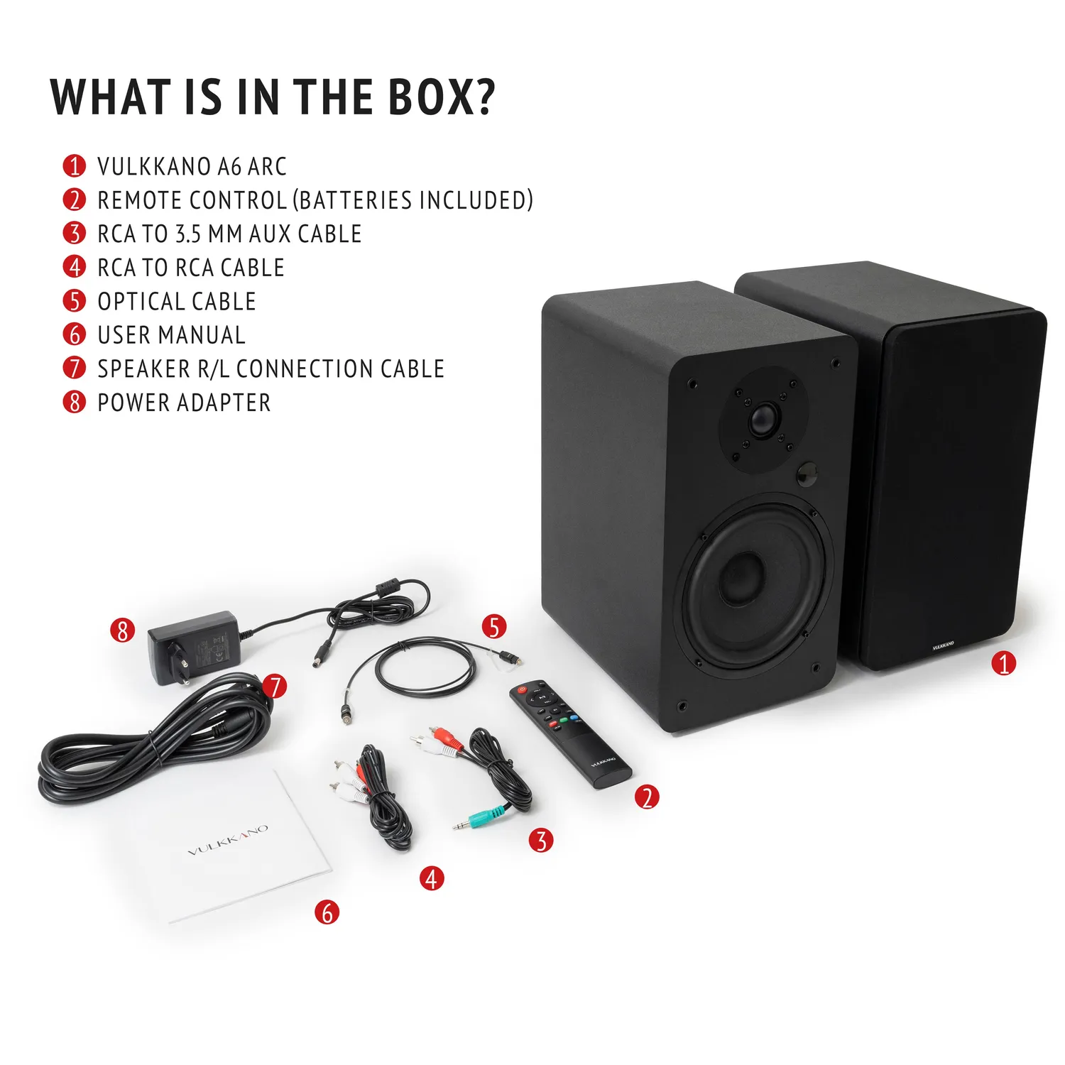 Vulkkano A6 ARC diffusori attivi 120W neri HDMI