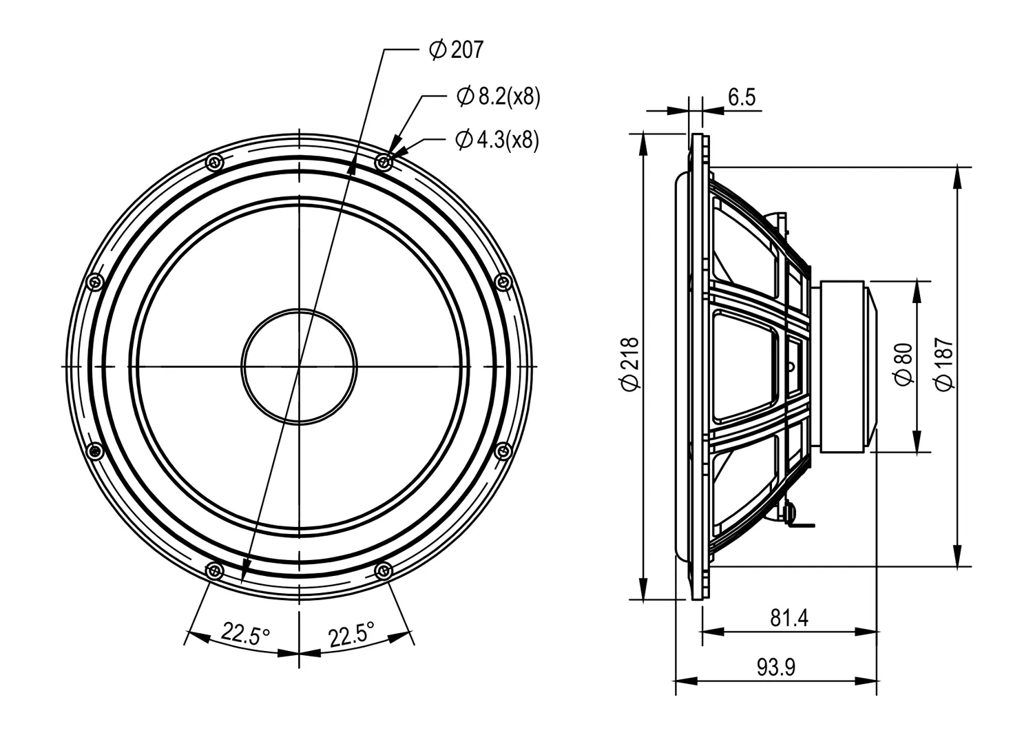 SB Acoustics PFC SB20PFCS30-7 woofer 8" carta