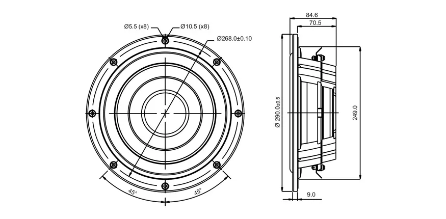 SB Acoustics SW26DAC76-8 subwoofer alluminio 10" 8 ohm