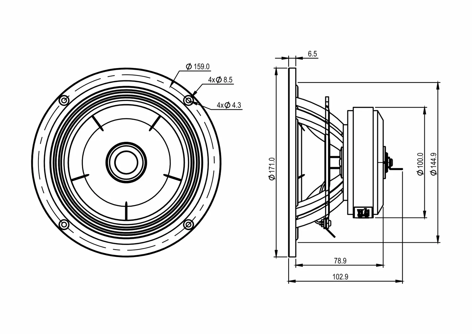 SB Acoustics SB17BAC35-8 COAX altoparlante 6" alluminio 8 Ohm