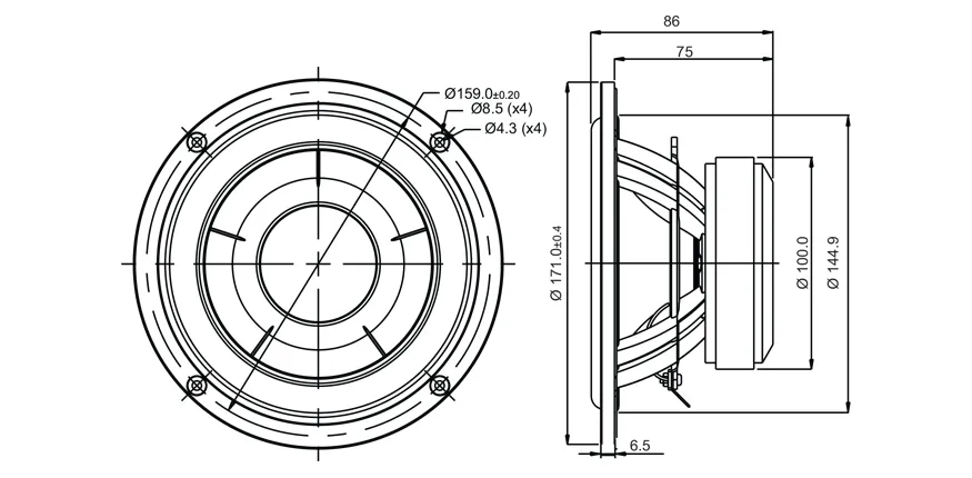 SB Acoustics SB17CAC35-8 woofer 6 pollici ceramica
