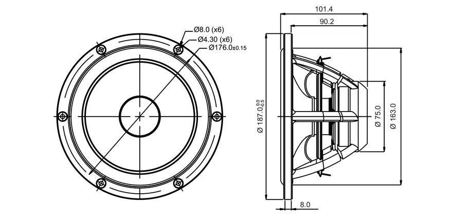 SB Acoustics Satori MW19PNW-8 woofer 7,5" carta
