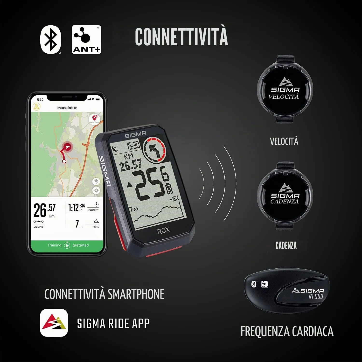 Sigma ROX 4.0 Black ciclocomputer GPS con altimetro