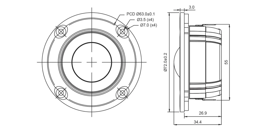 SB Acoustics SB29SDNC-C000-4 Tweeter Cupola Tessuto 4 Ohm