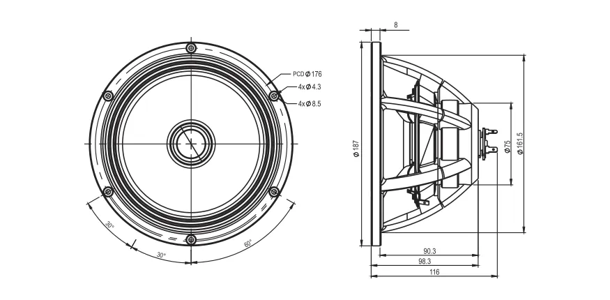 SB Acoustics Satori MT19CP-8 coassiale 7,5" carta 8 Ohm