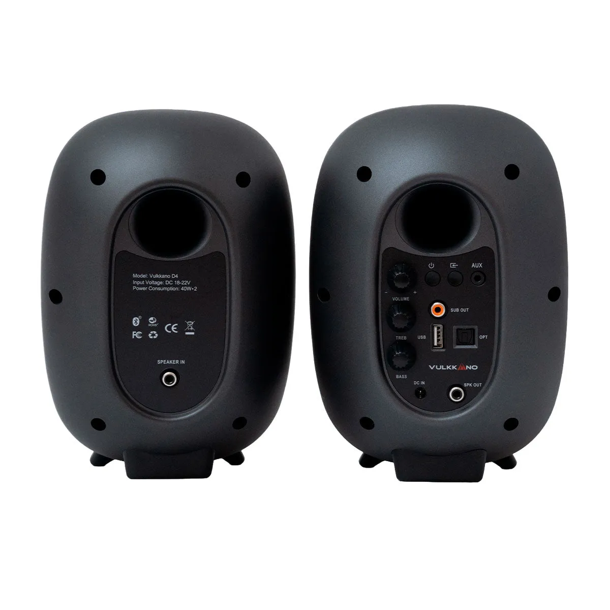 Vulkkano D4 Diffusori Attivi da Tavolo Neri 80W