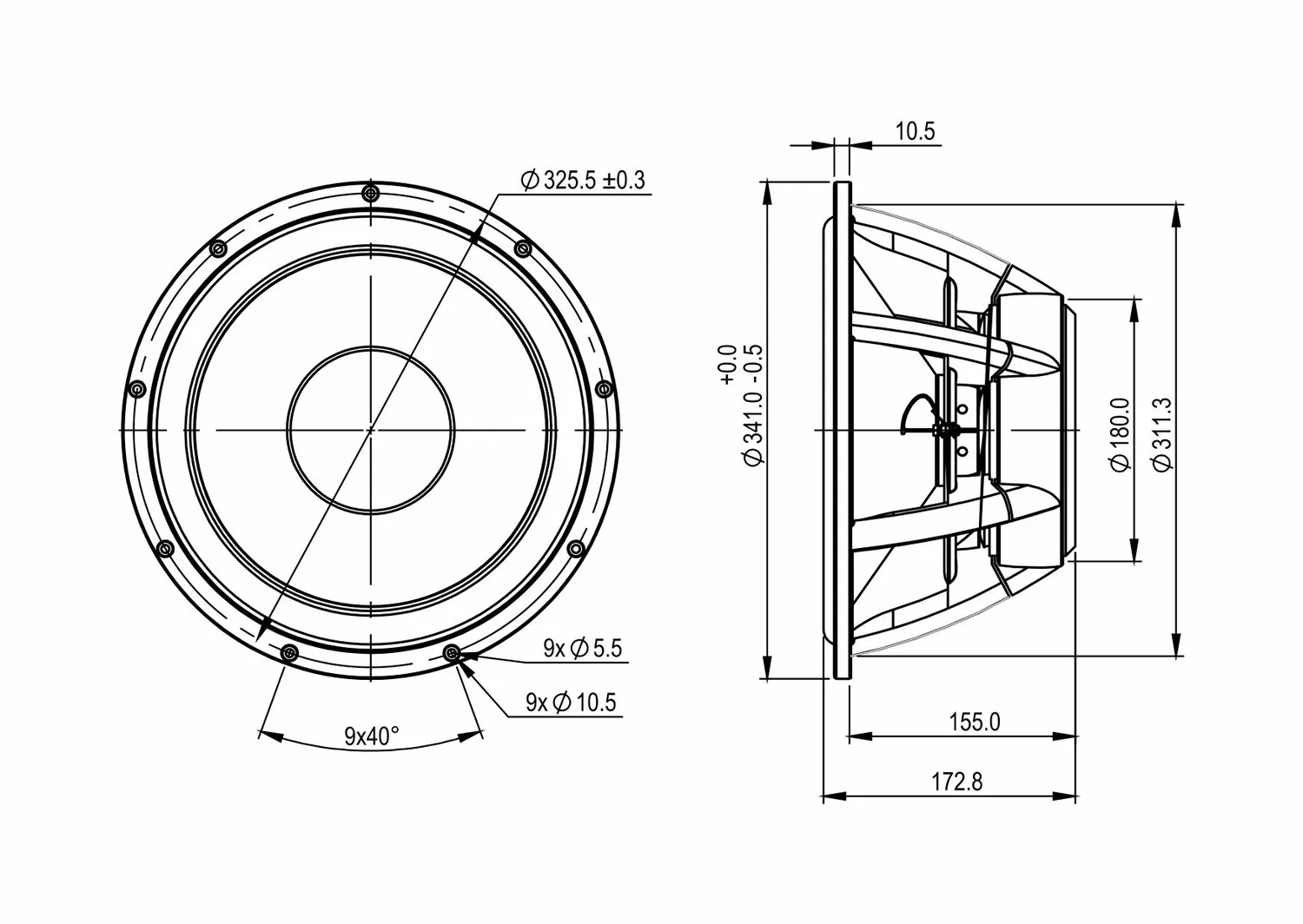 SB Acoustics Satori WO34HC-8 Woofer 13,5" 8 Ohm Nido Ape