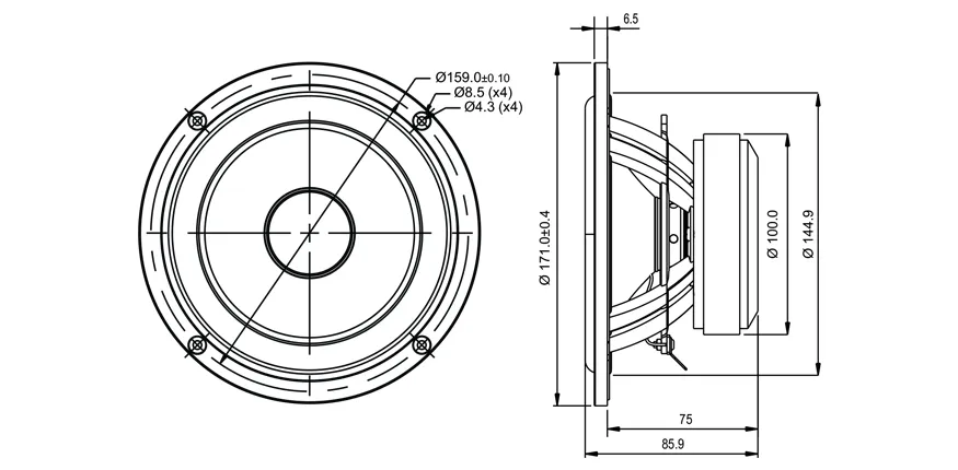 SB Acoustics NRX SB17NRX2C35-4 woofer 6" 4 ohm Norex
