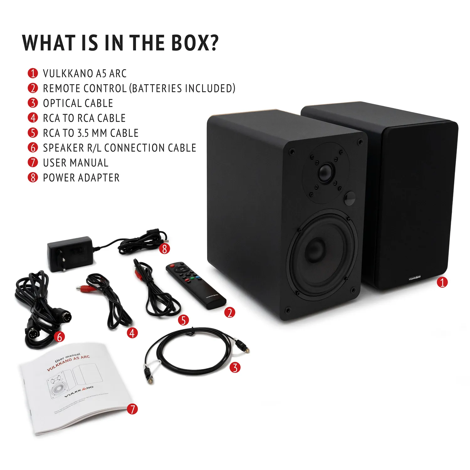 Vulkkano A5 ARC Diffusori Attivi Neri 100W
