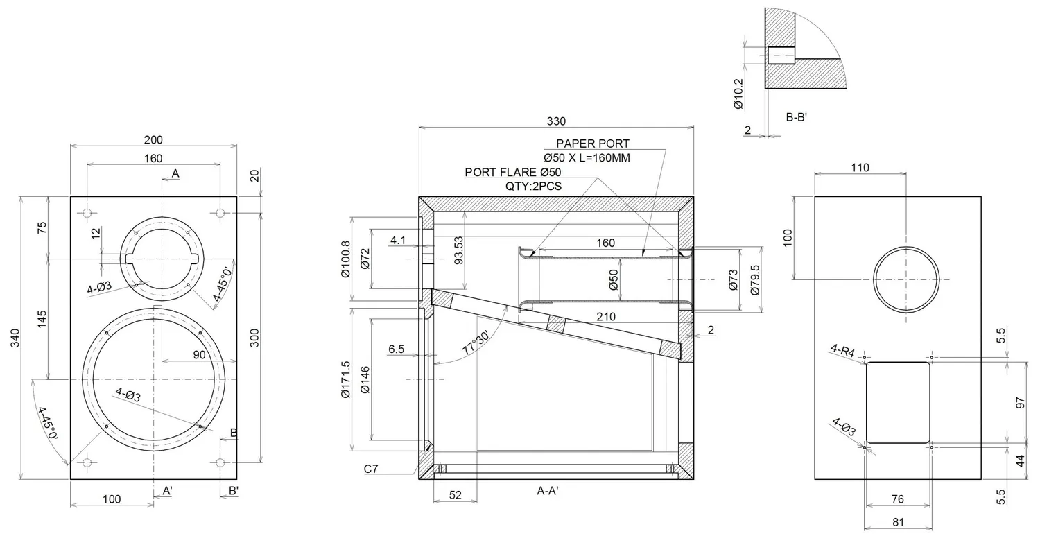 SB Acoustics Eka kit diffusore 2 vie da scaffale