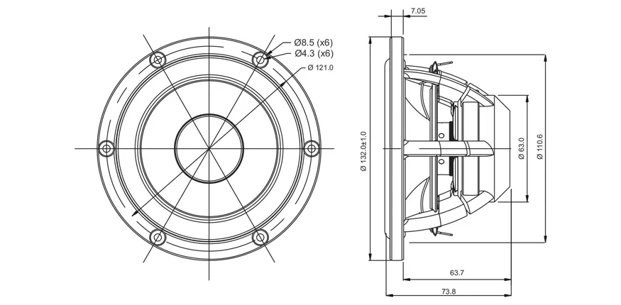 SB Acoustics Satori MW13P-8 midwoofer 5" carta 8 ohm