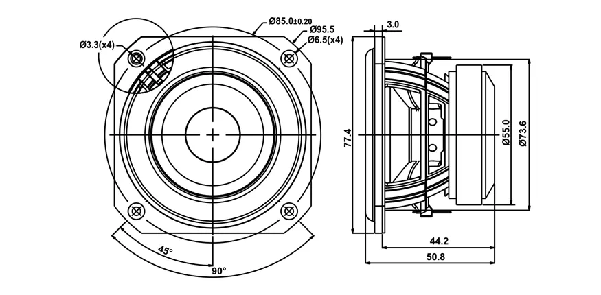 SB Acoustics SB10PGC21-4 fullrange 3" 4 ohm fibra vetro