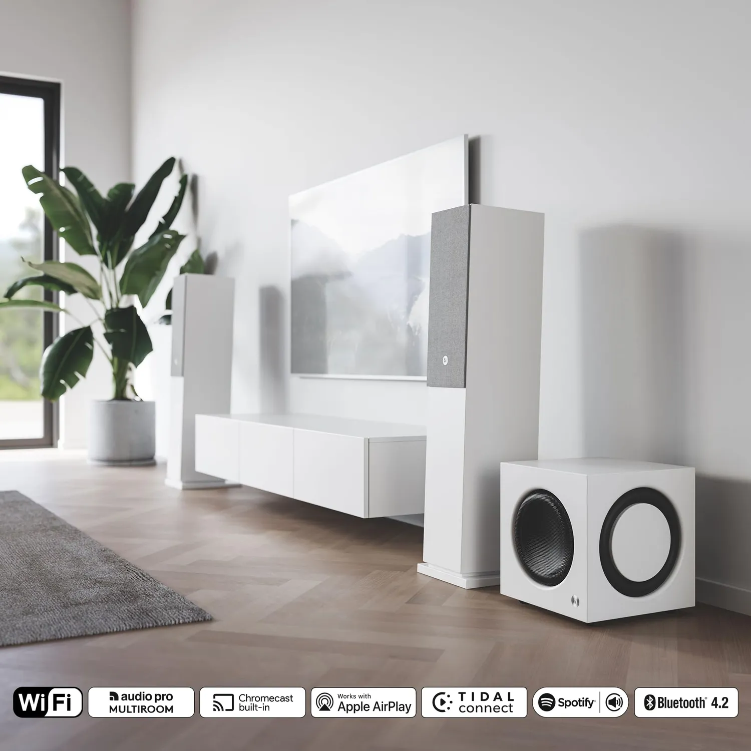 Audio Pro A48 coppia altoparlanti pavimento bianchi wireless