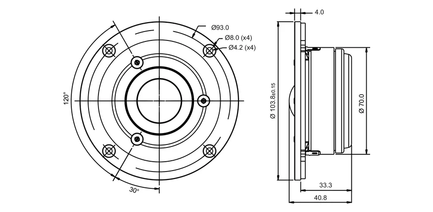 SB Acoustics SB29SDAC-C000-4 tweeter cupola tessuto 4 ohm