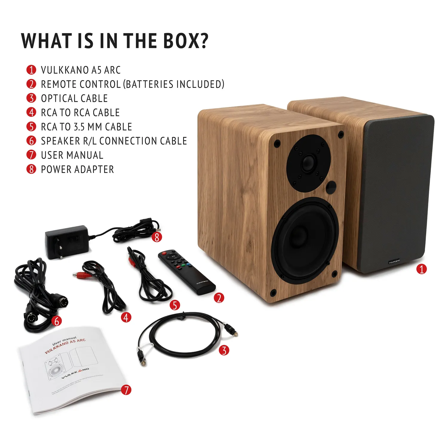 Vulkkano A5 ARC Diffusori Attivi Neri 100W