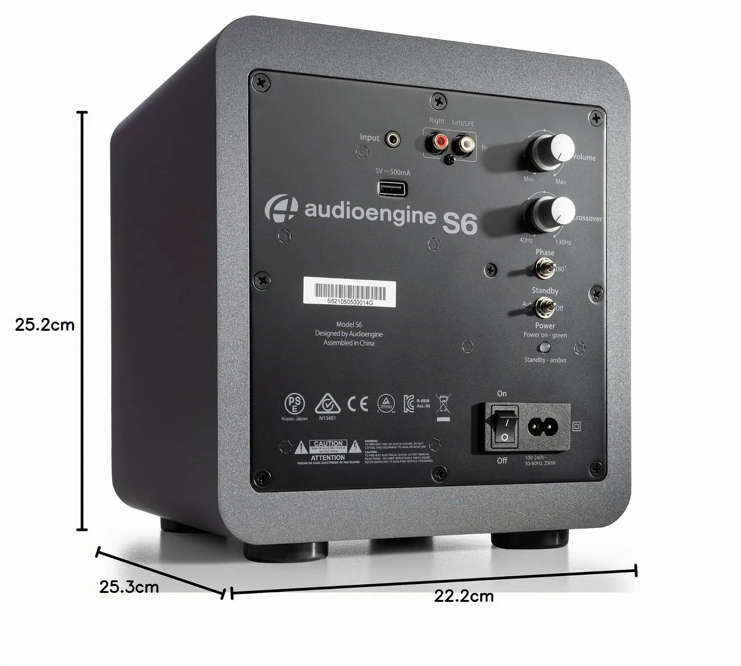 Audioengine S6 subwoofer attivo grigio 210W