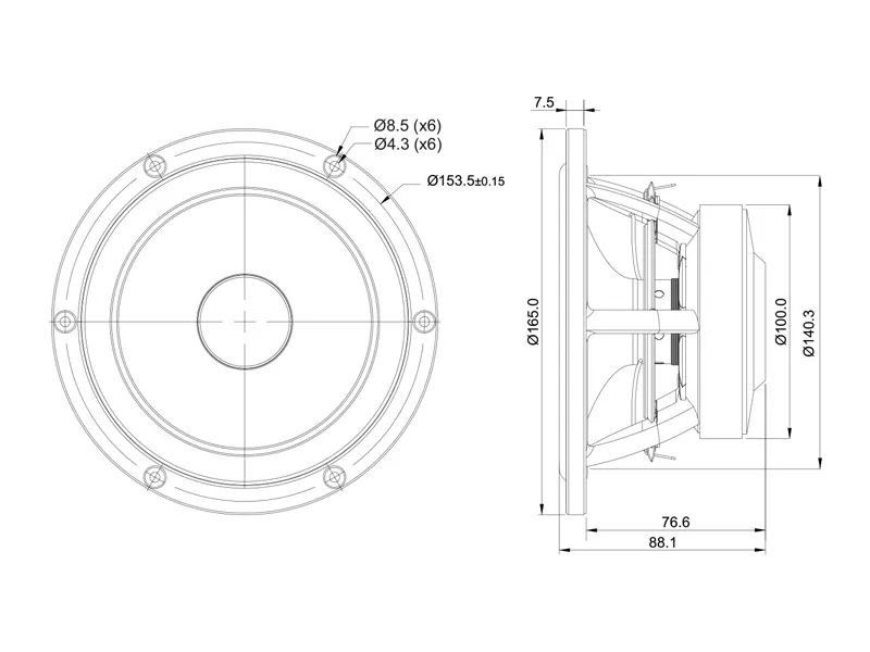 SB Acoustics Satori MW16PF-4 midwoofer carta 6,5 pollici