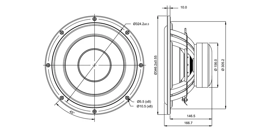 SB Acoustics SB34SWPL76-4 subwoofer 12" carta 4 Ohm
