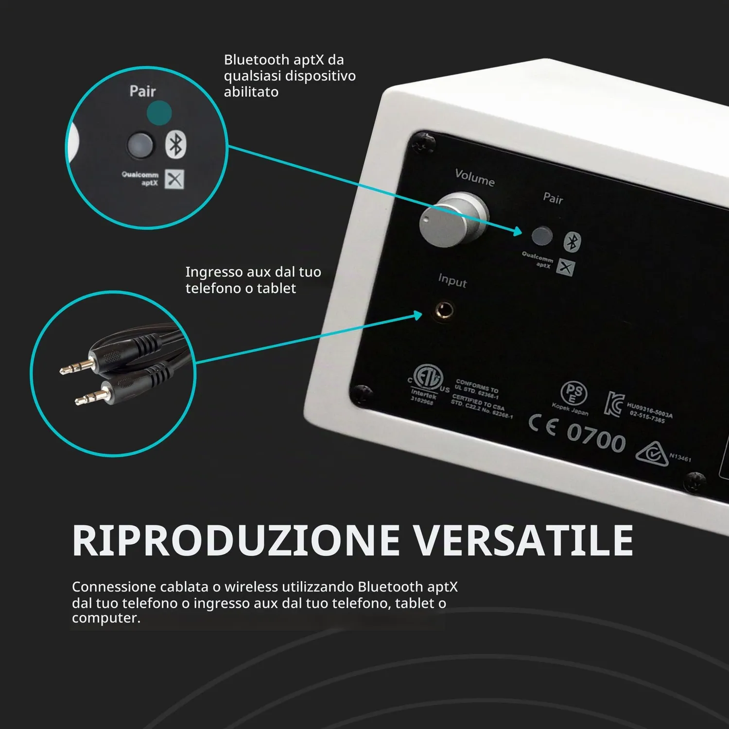 Audioengine B2 altoparlante Bluetooth bianco aptX legno