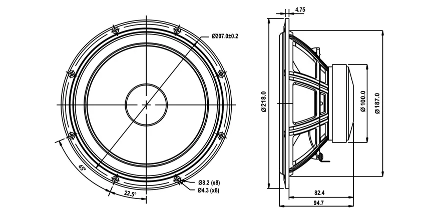 SB Acoustics PFC SB20PFCR30-4 woofer 20 cm carta 4 ohm