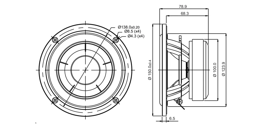 SB Acoustics SB15NBAC30-8 woofer 5" alluminio 8 Ohm