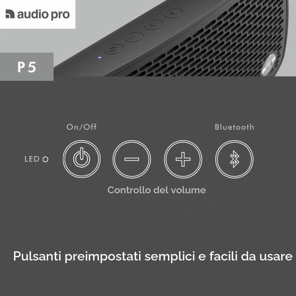 Audio Pro P5 cassa Bluetooth portatile nera IPX4