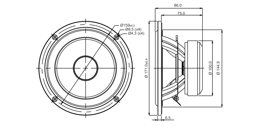 SB Acoustics SB17MFC35-8 woofer 6" polipropilene