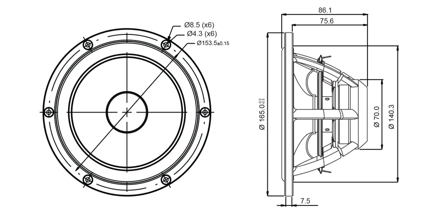 SB Acoustics Satori MR16PNW-8 midrange 6,5" carta