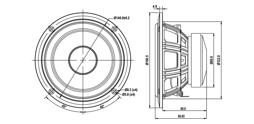 SB Acoustics SB13PFCR25-8 woofer 5 pollici carta