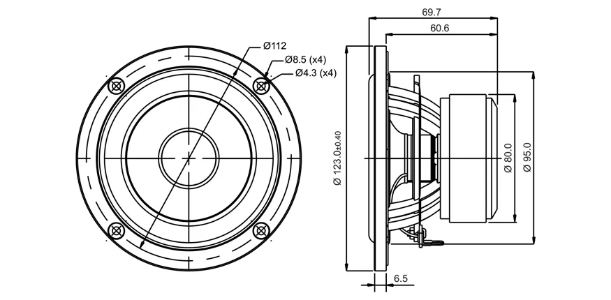 SB Acoustics SB12NRX25-8 midwoofer 4" Norex 8 ohm