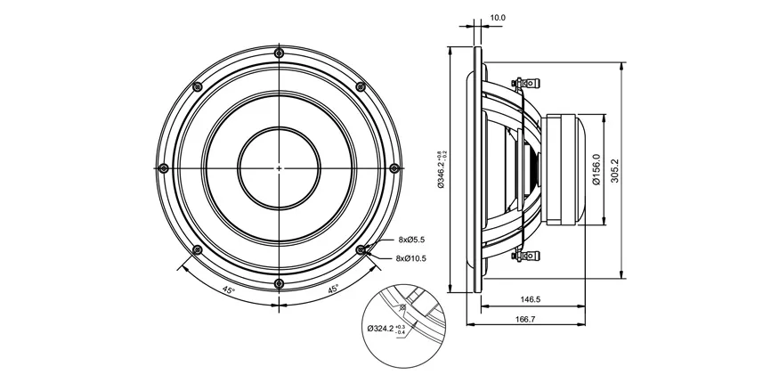 SB Acoustics SB34SWPL76-3-DV Subwoofer 12" Carta DV