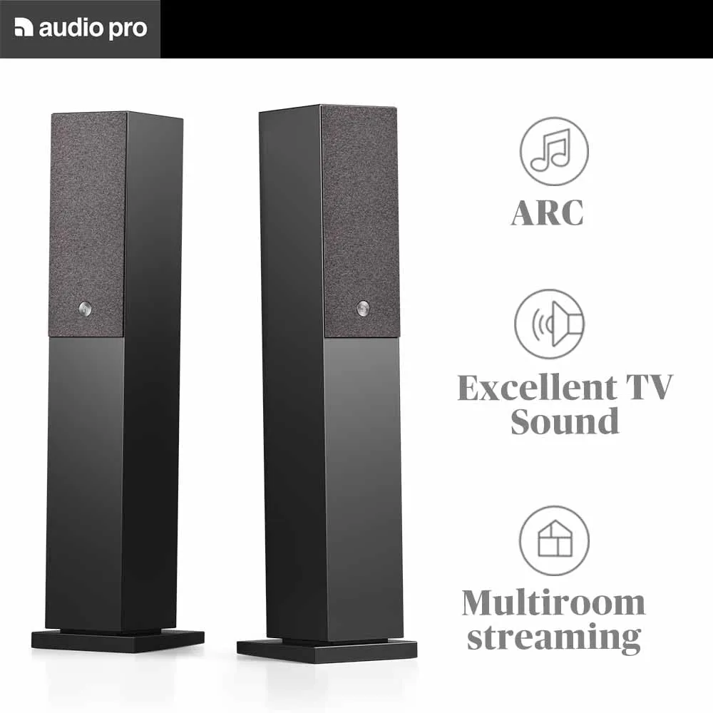 Audio Pro A36 casse attive pavimento nere WiFi Bluetooth