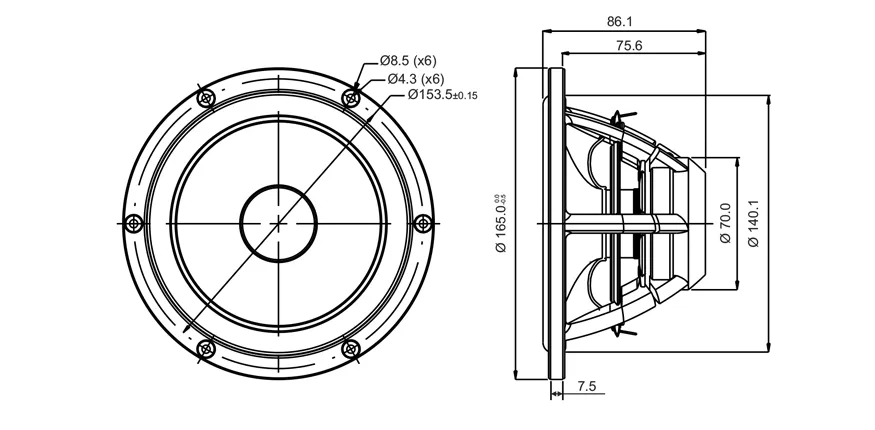 SB Acoustics Satori MW16P-8 Woofer 6,5" Carta 8 Ohm
